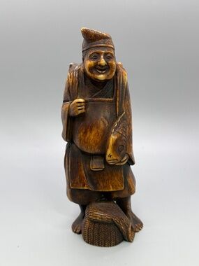 Italian 1960's Fisherman Hand Carved Resin 7" Figurine Made in Italy